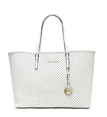 michael kors jet set perforert reise tote hvit For Billig dzb7h